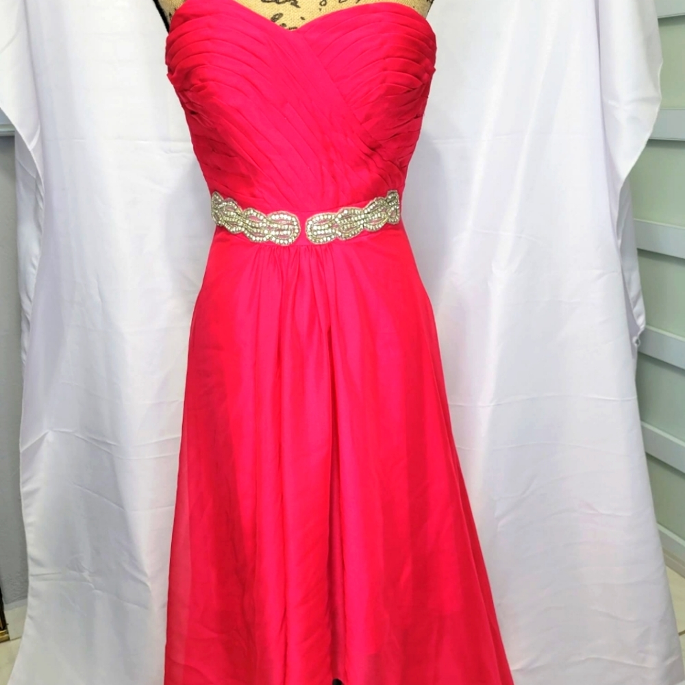 Hot Pink One Shoulder High-Low Prom Dress
